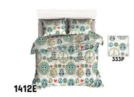 Pościel dla dzieci - Pościel 100x135 1412E biała sowy miętowe koła kwiatki groszki 333P - miniaturka - grafika 1