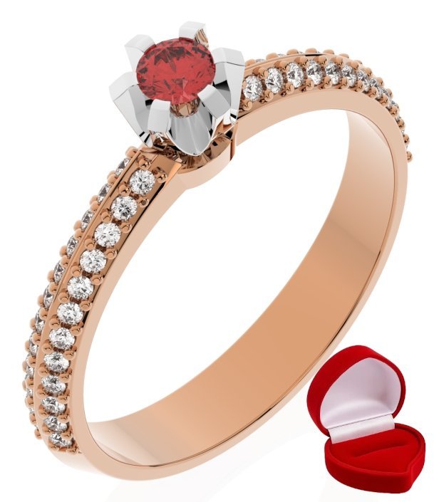ZŁOTY PIERŚCIONEK ZARĘCZYNOWY 585 14k RUBIN 0,09 ct RÓŻOWE ZŁOTO R23