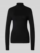 Swetry damskie - Sweter z wywijanym kołnierzem o kroju slim fit z mieszanki wiskozy model ‘GLORY’ - miniaturka - grafika 1