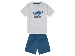 Spodnie i spodenki dla chłopców - LUPILU LUPILU Piżama chłopięca z biobawełny (koszulka + szorty), 1 komplet (110/116, Szary/ niebieski) - grafika 1