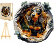 Puzzle - PUZZLE DREWNIANE DUŻE 300 ELEMENTÓW W DREWNIANYM PUDEŁKU PIES JAMNIK 3D - miniaturka - grafika 1