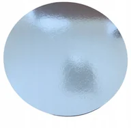 Dodatki do ciast w proszku - PODKŁAD CUKIERNICZY POD TORT STYRODUR OKRĄGŁY GRUBY WYTRZYMAŁY SREBRNY 28cm - miniaturka - grafika 1