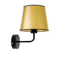 Lampy ścienne - Złoty kinkiet ścienny do salonu RIMINI MIRROR na czarnym stelażu - miniaturka - grafika 1