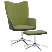 Fotele - vidaXL Fotel z podnóżkiem jasnozielony aksamit i PVC 327867 - miniaturka - grafika 1