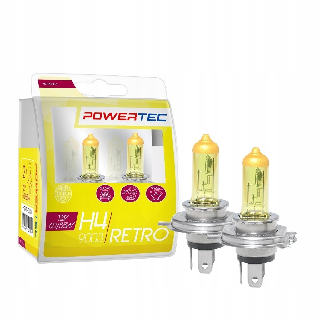 ŻARÓWKI M-Tech POWERTEC RETRO H4 60/55W żółte x2