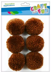Craft with Fun Ozdoba dekoracyjna Pompon Welna 4cm/6szt Braz 12/144 - Pozostałe akcesoria dla plastyków - miniaturka - grafika 1