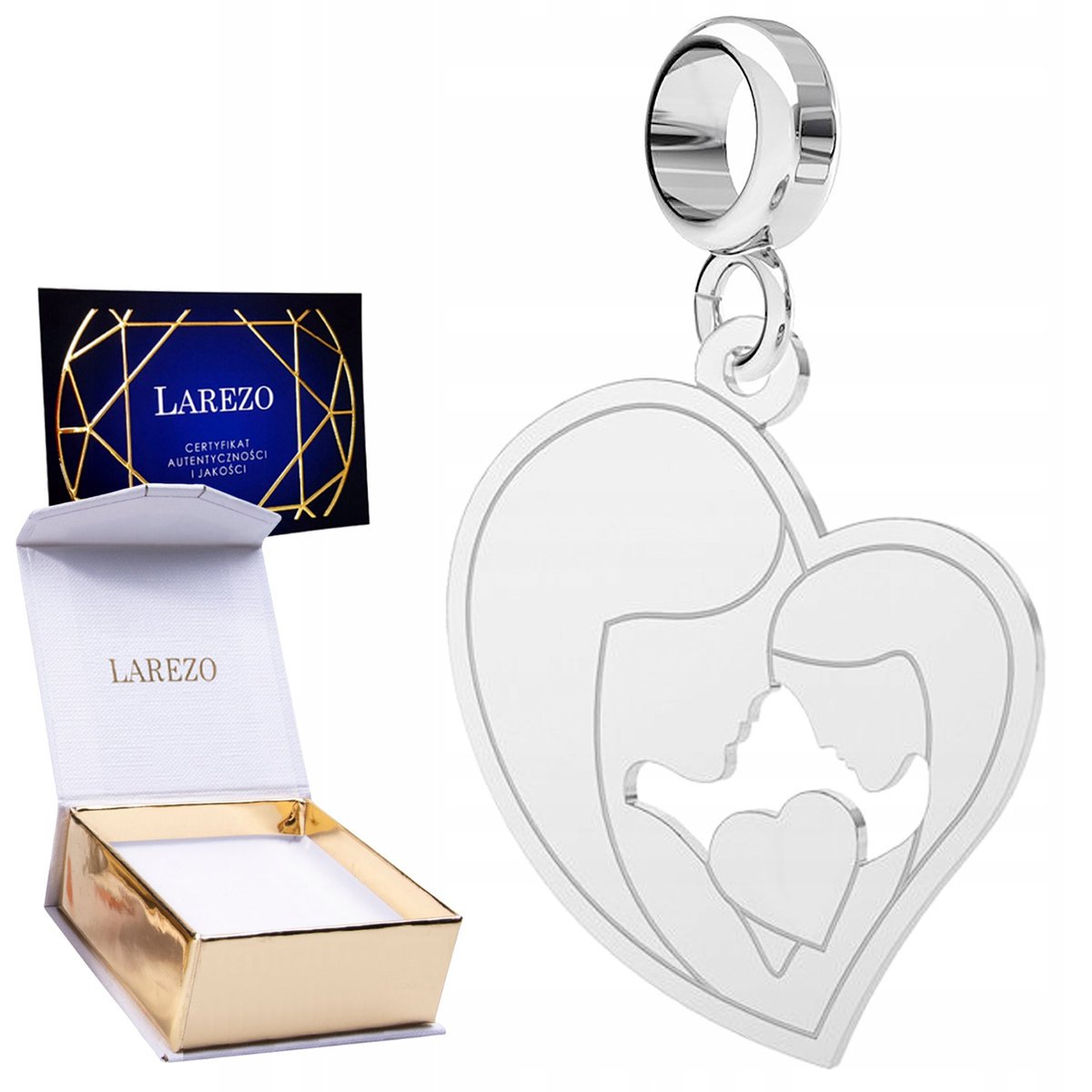 CHARMS SREBRNY Matka z Dzieckiem Córka Syn Serce Family Love SREBRO 925