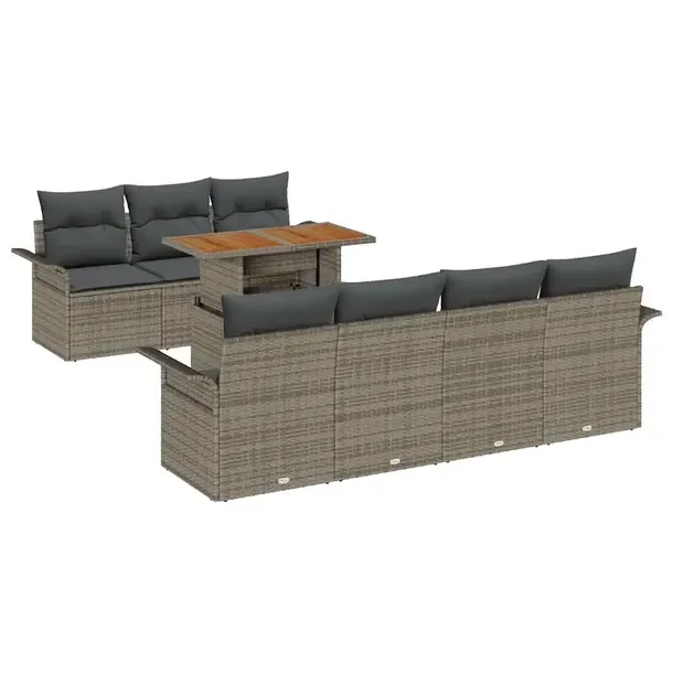 Zestaw Sofa Ogrodowa Modułowa, Polirattan, Szaro-Brązowa, 4 Elementy