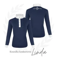 Koszulki jeździeckie - Koszula do jazdy konnej damska JD ATTACK Linda z długim rękawem konkursowa - miniaturka - grafika 1