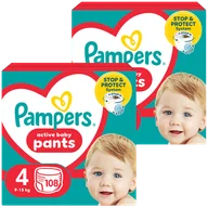 Pieluchy - Zestaw Pampers Pants, pieluchomajtki, rozmiar 4, 9-15 kg, 2 x 108 sztuk - miniaturka - grafika 1