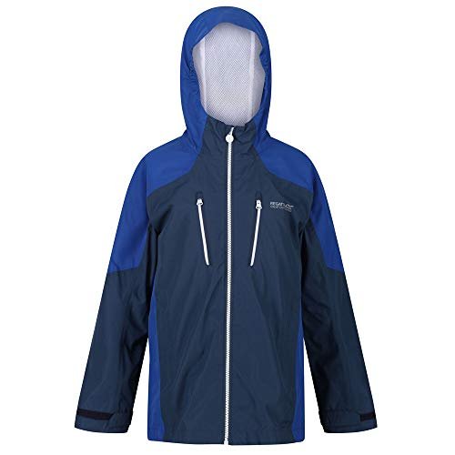 Regatta Unisex dzieci junior kalderdale' siatka z podszewką wodoodporna oddychająca kurtka z kapturem kurtki wodoodporne muszelki Ciemny denim/niebieski morski 3XL