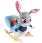Skoczki dla dzieci - Pluszowy Bujaczek KRÓLIK na biegunach 2w1 – Bujak Jeździk Płozy, Kółka - miniaturka - grafika 1
