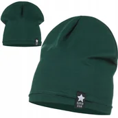 Czapki damskie - CIEMNA ZIELONA CZAPKA DLA DZIECKA DZIEWCZYNKI CHŁOPCA BAWEŁNA 92% 40-46cm - miniaturka - grafika 1