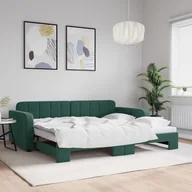 Sofy i kanapy - vidaXL Sofa rozsuwana, ciemnozielona, 90x200 cm, aksamit - miniaturka - grafika 1