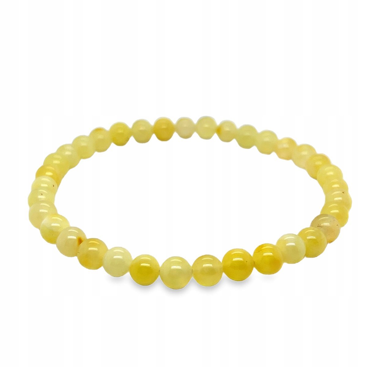 Bransoletka na gumce z naturalnego bursztynu bałtyckiego mleczny KULKA