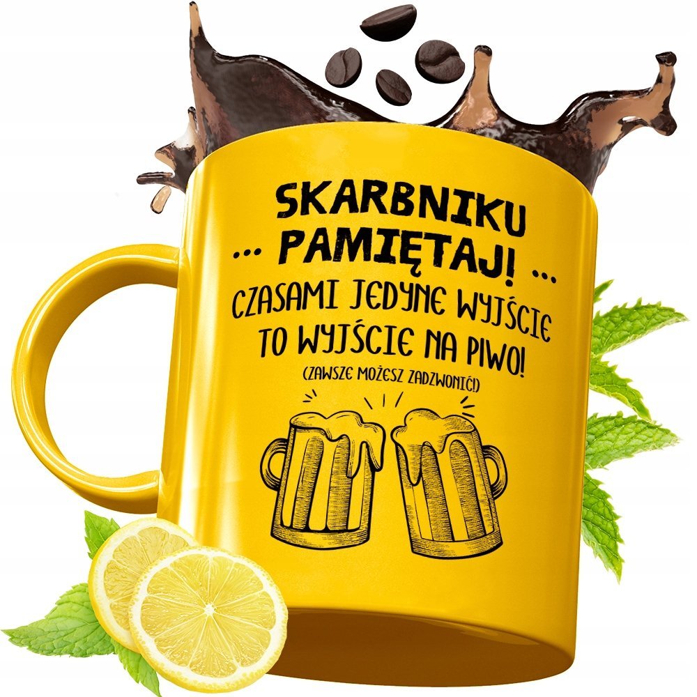 Złoty Kubek Premium Dla Skarbnika Prezent z Nadrukiem ze Zdjęciem + Opakowanie na prezent (wzór 04)