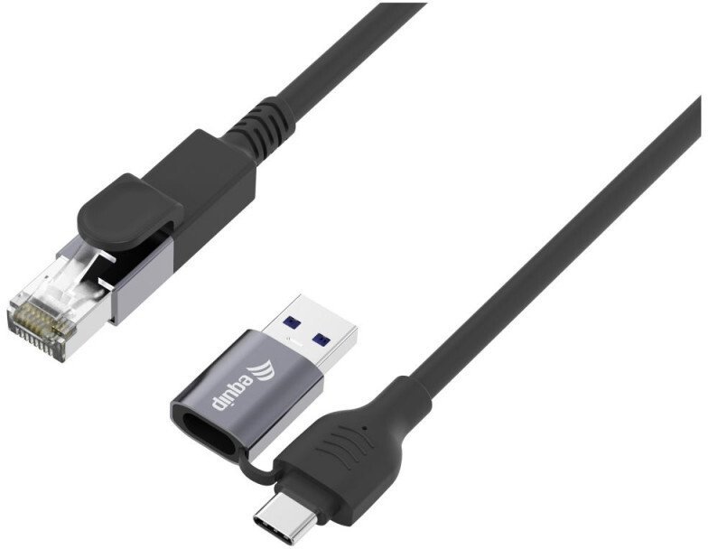 Adapter USB Equip GigaBit USB-C+A->RJ45 St/St 1.00m czarny 133101