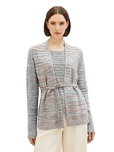 TOM TAILOR Damski kardigan z paskiem do wiązania, 33800-Grey Mouline Structure, XXL - Swetry damskie - miniaturka - grafika 1