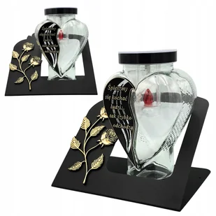 Znicz SOLARNY LED Ekskluzywny Znicz na Grób Elegancki Złoty Lampion Serce - Lampiony i znicze - miniaturka - grafika 1