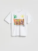 Koszulki dla chłopców - Reserved - T-shirt z nadrukiem - złamana biel - miniaturka - grafika 1