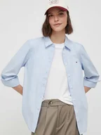 Koszule damskie - Koszula damska bawełniana Tommy Hilfiger WW0WW39673 C1O breezy blue 40 Niebieska (8720645418689). Koszule damskie - miniaturka - grafika 1