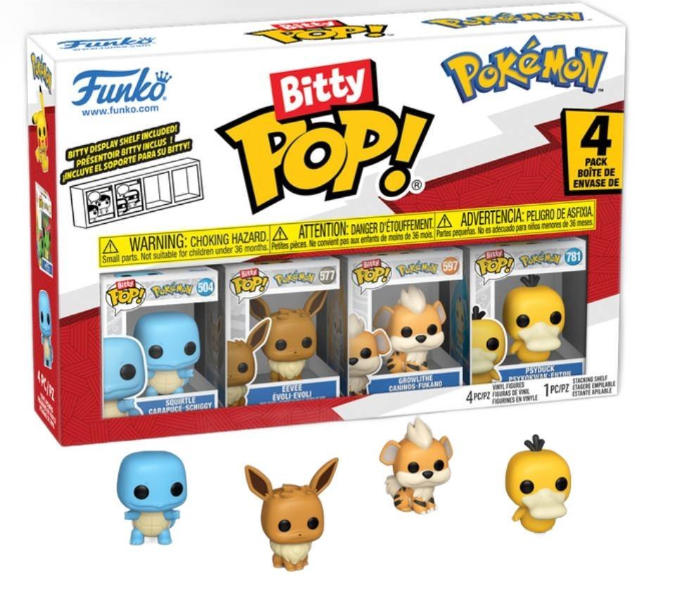 funko pop! pokemon bitty pack 2.5cm squirtle eevee psyduck growlithe
