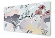 Dekoracje domu - Panel kuchenny HOMEPRINT Kwiaty na szarym tle 100x50 cm - miniaturka - grafika 1