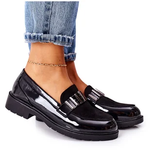 S.Barski Damskie Półbuty Lakierowane Czarne Montius - Półbuty damskie - miniaturka - grafika 1