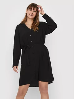 Sukienki - Vero Moda Curve Sukienka koszulowa Saga 10245512 Czarny Regular Fit - grafika 1