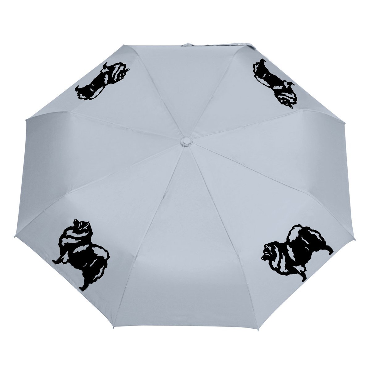 Parasol z Psami Parasolka Szpic Składana, Lekka, Wiatroodporna Szary
