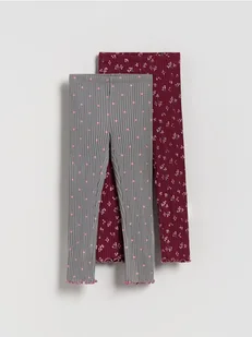 Reserved - Bawełniane legginsy 2 pack - wielobarwny - Spodnie i spodenki dla dziewczynek - miniaturka - grafika 1