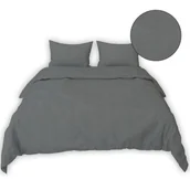 Pościel - Pościel 160x200cm + 2x 70x80cm jednobarwna Comfort Ciemny szary - miniaturka - grafika 1