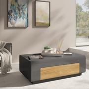 Stoły - STÓŁ BALLADE KOLOR ANTRACYT STYL NOWOCZESNY 110X60 HAKANO - TABLE/COFFE/HEL/BALLADE/ANTHR+OAKGR/110X39 - miniaturka - grafika 1