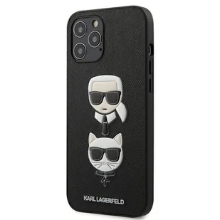 Karl Lagerfeld KLHCP12LSAKICKCBK iPhone 12 Pro Max 6,7" czarny/black hardcase Saffiano Ikonik Karl&Choupette Head KF000428 - Etui i futerały do telefonów - miniaturka - grafika 1