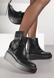 Czarne Botki Vices na Platformie i Koturnie Gamillia - Botki damskie - miniaturka - grafika 1