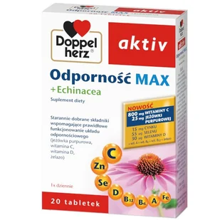 Queisser Pharma Doppelherz Aktiv Odporność Max + Echinacea 20 tabletek 3709161 - Witaminy i minerały - miniaturka - grafika 1