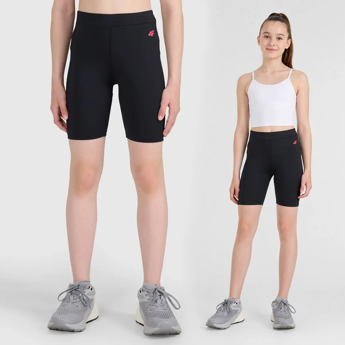 Legginsy Dziewczęce 4F Kolarki Szybkoschnące Spodenki Czarne 4FJWSS26TFSTF099 134/140