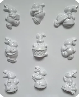 Forma do odlewów gipsu, zajączki wielkanocne, 9 elementów - Akcesoria rzeźbiarskie - miniaturka - grafika 1