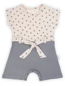 Kombinezony dla dzieci - Niemowlęcy rampers z paskiem w groszki łososiowy Nicol,r.62 - miniaturka - grafika 1