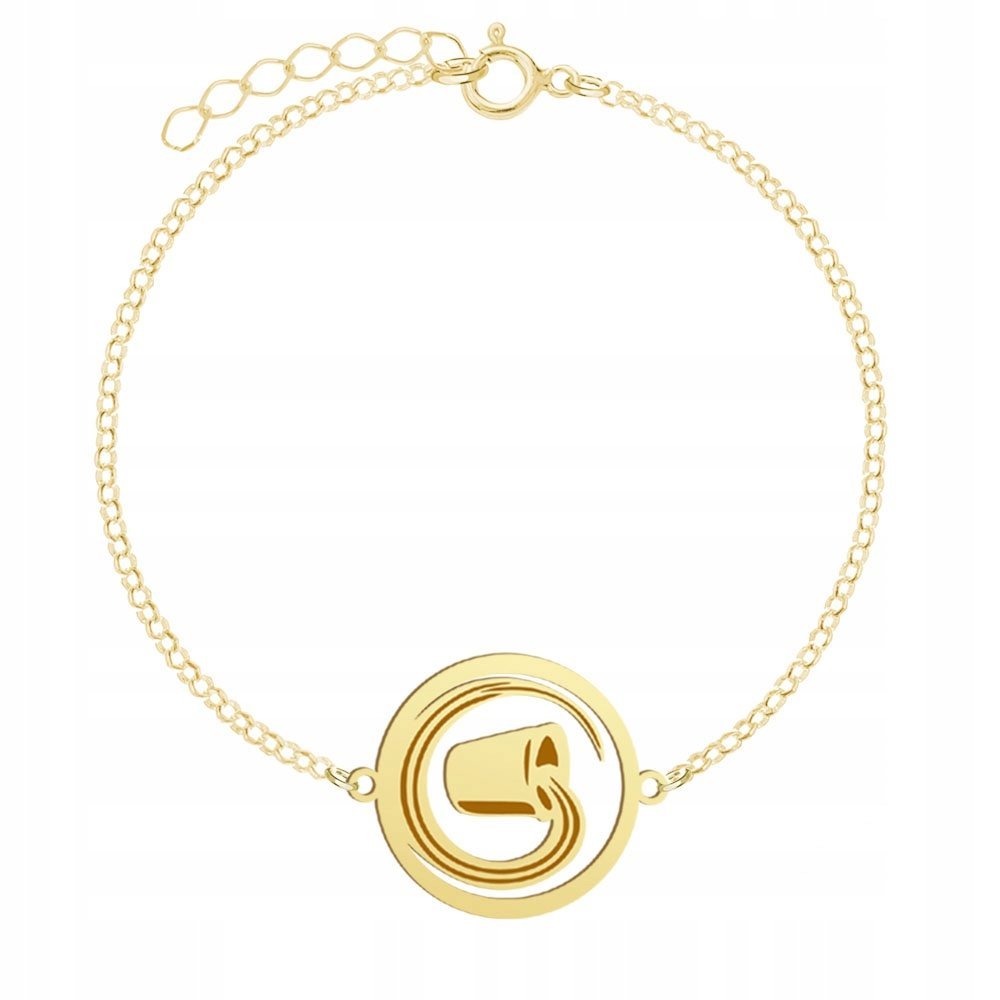 Pozłacana Bransoletka Znak Zodiaku WODNIK GRAWER