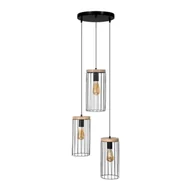 Lampy sufitowe - Britop Druciana LAMPA wisząca TIMEO 19619304R metalowa OPRAWA industrialny ZWIS kaskada drewno czarna - miniaturka - grafika 1