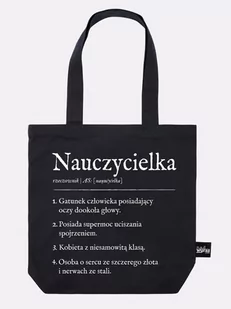 NAUCZYCIELKA / torba bawełniana / czarna - Torby i wózki na zakupy - miniaturka - grafika 1