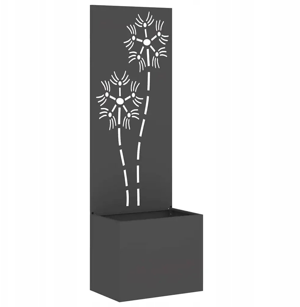 VidaXL Donica ogrodowa z dekoracyjną płytą Czarny 50 x 140 cm