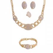 Zestawy biżuterii dla kobiet - Komplet, kolia , ozdobny , cyrkonie, grupy łańcuch, elipsa 54 - miniaturka - grafika 1