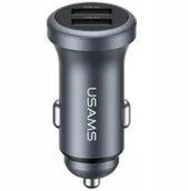 Ładowarki samochodowe - Ładowarka samochodowa USAMS CC320 Aluminium 2.4A 2xUSB-A tarnish - miniaturka - grafika 1