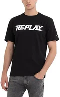 Koszulki męskie - Replay T-shirt męski, 098 BLACK, M - miniaturka - grafika 1