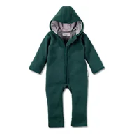 Kombinezony dla dzieci - Rampers niemowlęcy Hofbrucker Elli 100% wełna merino zielony z kapturem-86 - miniaturka - grafika 1
