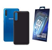 Etui i futerały do telefonów - ETUI CZARNE MATOWE DO SAMSUNG GALAXY A50 MATT CASE OBUDOWA + SZKŁO 9H - miniaturka - grafika 1