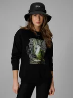 Bluzy damskie - 4F Bluza dresowa loose bez kaptura damska - czarna XS - miniaturka - grafika 1