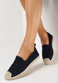 Espadryle damskie - Granatowe Espadryle z Ażurowej Siateczki Ozdobione Plecionką Lanivesa - miniaturka - grafika 1